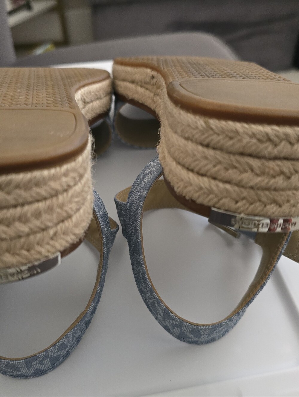 Michael Kors (Two Pair) Light Blue Logo And Pink Espadrille Platform Sandals - Picture 6 of 11